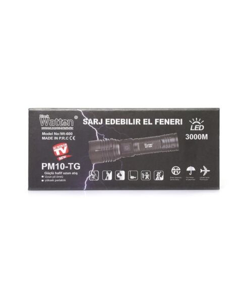 Black Watton PM10-TG Şarj Edilebilir 3000 Lümen Led El Feneri