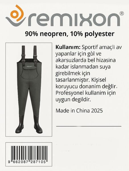Remixon Neopren PVC Bot Tulum Çizme YEŞİL - 44