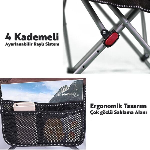 Madfox Prowler 3 Kademeli Yatabilen Kamp Sandalyesi Green/Black