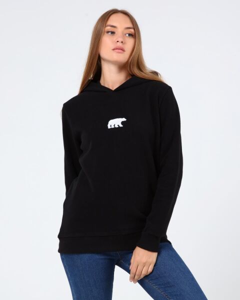 North Trace Crewline Kapüşonlu Kadın Hoodie SİYAH - S
