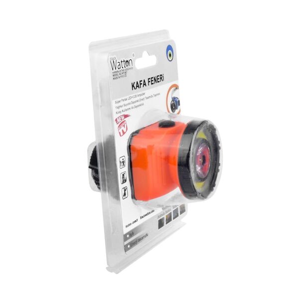 Black Watton COB+3W Lümen Ledli Kafa Feneri TURUNCU