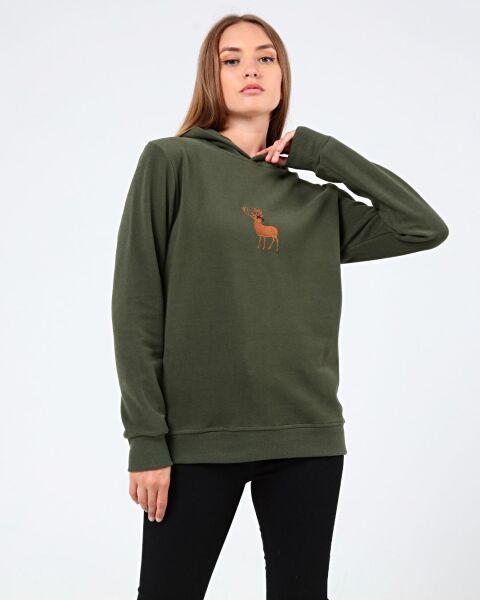 North Trace Crewline Kapüşonlu Kadın Hoodie HAKİ - L