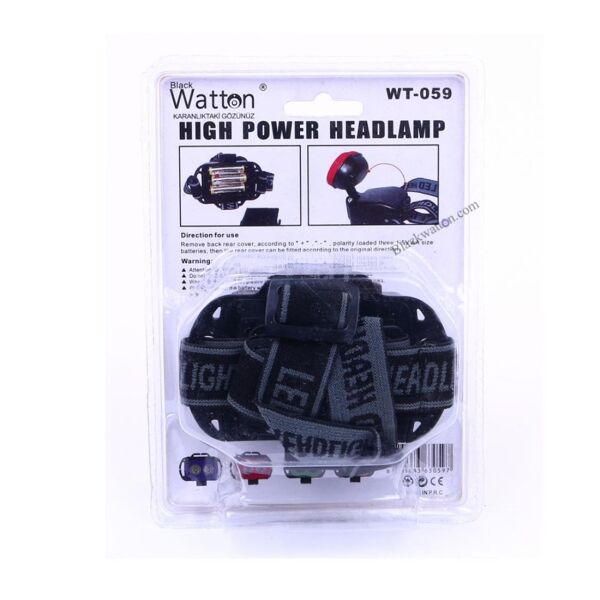 Black Watton High Power Head Lamp 200 Lümen Led Kafa Feneri KIRMIZI