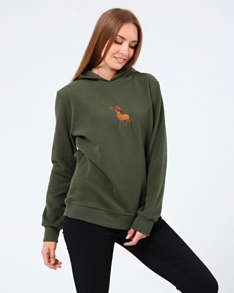 North Trace Crewline Kapüşonlu Kadın Hoodie HAKİ - 2XL
