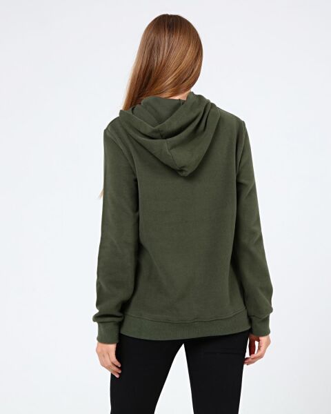 North Trace Crewline Kapüşonlu Kadın Hoodie KOYU YEŞİL - L