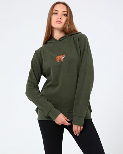North Trace Crewline Kapüşonlu Kadın Hoodie KOYU YEŞİL - L