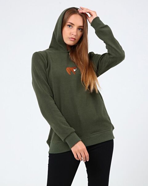 North Trace Crewline Kapüşonlu Kadın Hoodie KOYU YEŞİL - M