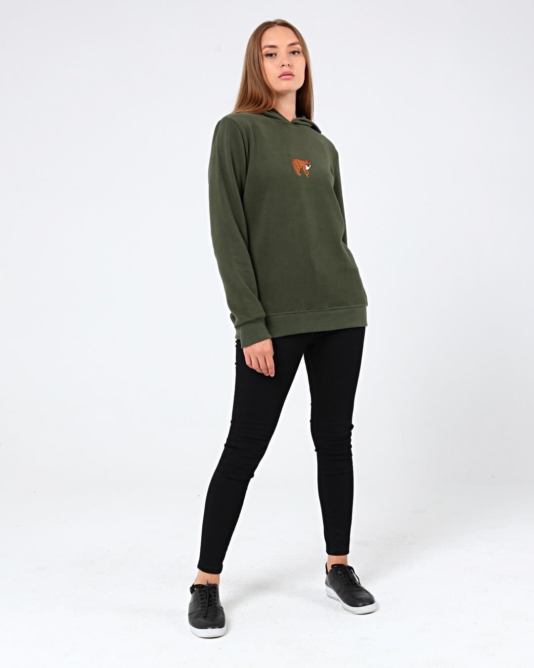 North Trace Crewline Kapüşonlu Kadın Hoodie KOYU YEŞİL - 2XL