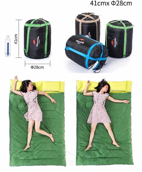 Naturehike Zarf Tarzı Yastıklı Çift Kişilik Pamuklu Uyku Tulumu YEŞİL