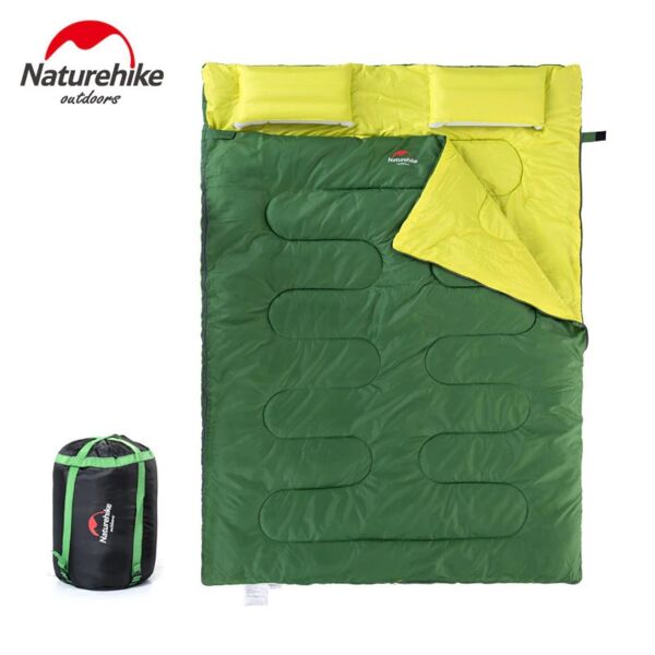 Naturehike Zarf Tarzı Yastıklı Çift Kişilik Pamuklu Uyku Tulumu YEŞİL