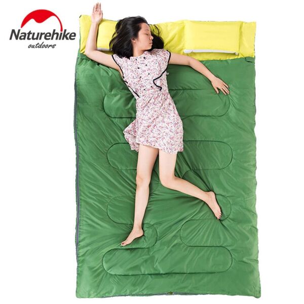 Naturehike Zarf Tarzı Yastıklı Çift Kişilik Pamuklu Uyku Tulumu YEŞİL