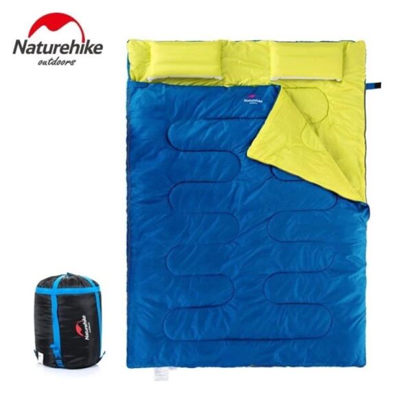 Naturehike Zarf Tarzı Yastıklı Çift Kişilik Pamuklu Uyku Tulumu MAVİ