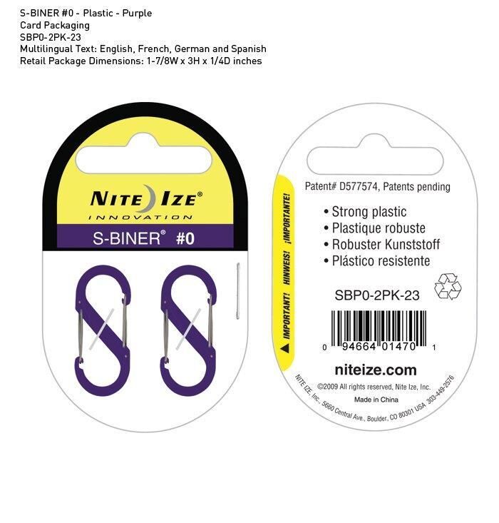 Nite Ize S-Biner Plastik Mor No0 2Li - Paslanmaz Çelik Karabina