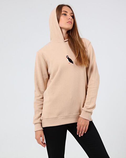 North Trace Crewline Kapüşonlu Kadın Hoodie Bej - L