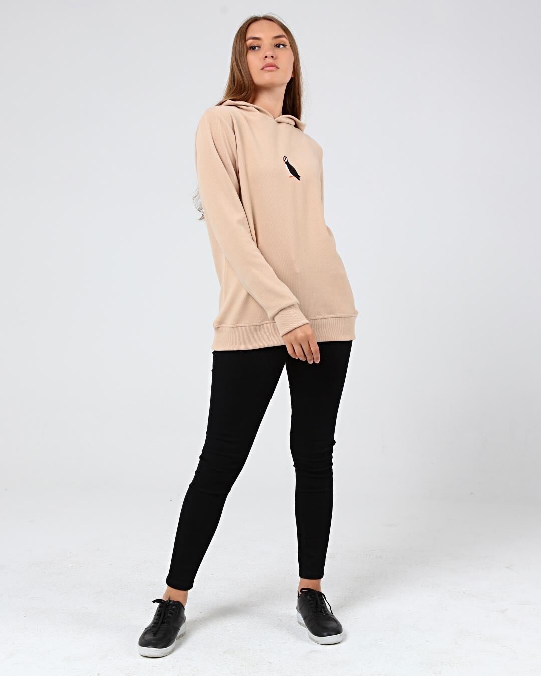 North Trace Crewline Kapüşonlu Kadın Hoodie Bej - M