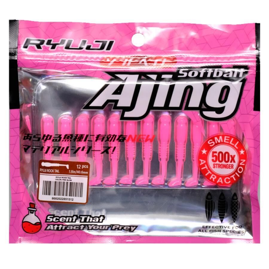 Ryuji Rock Tail 4cm Kokulu Silikon Yem [12 adet] Pink Glow