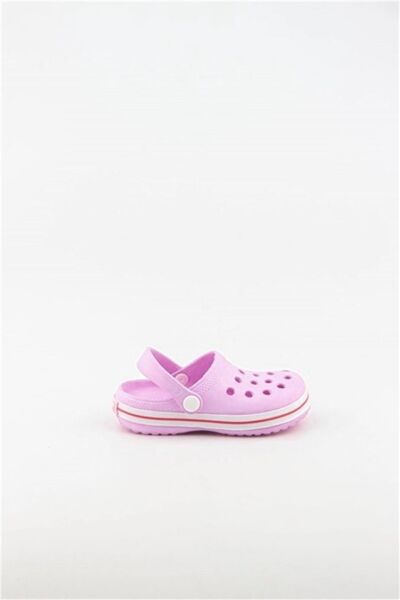 Akınalbella Kids Crocs Sandalet Çocuk Terlik Pudra/Beyaz/Bordo - 25