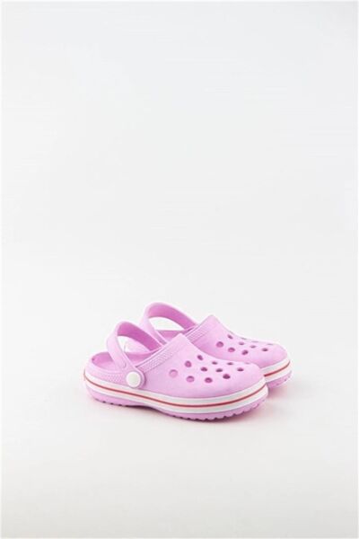 Akınalbella Kids Crocs Sandalet Çocuk Terlik Pudra/Beyaz/Bordo - 25