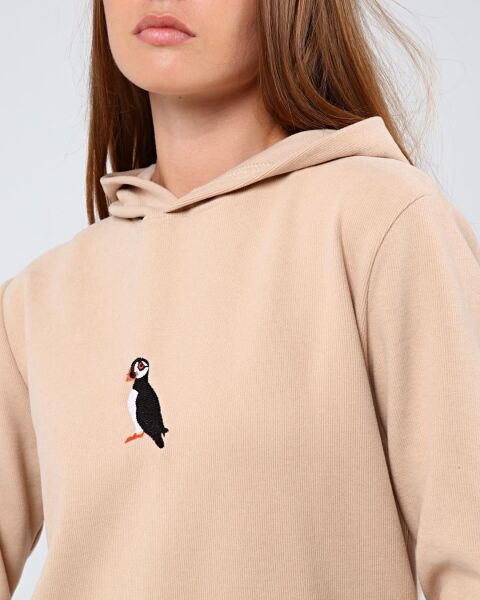 North Trace Crewline Kapüşonlu Kadın Hoodie Bej - XL