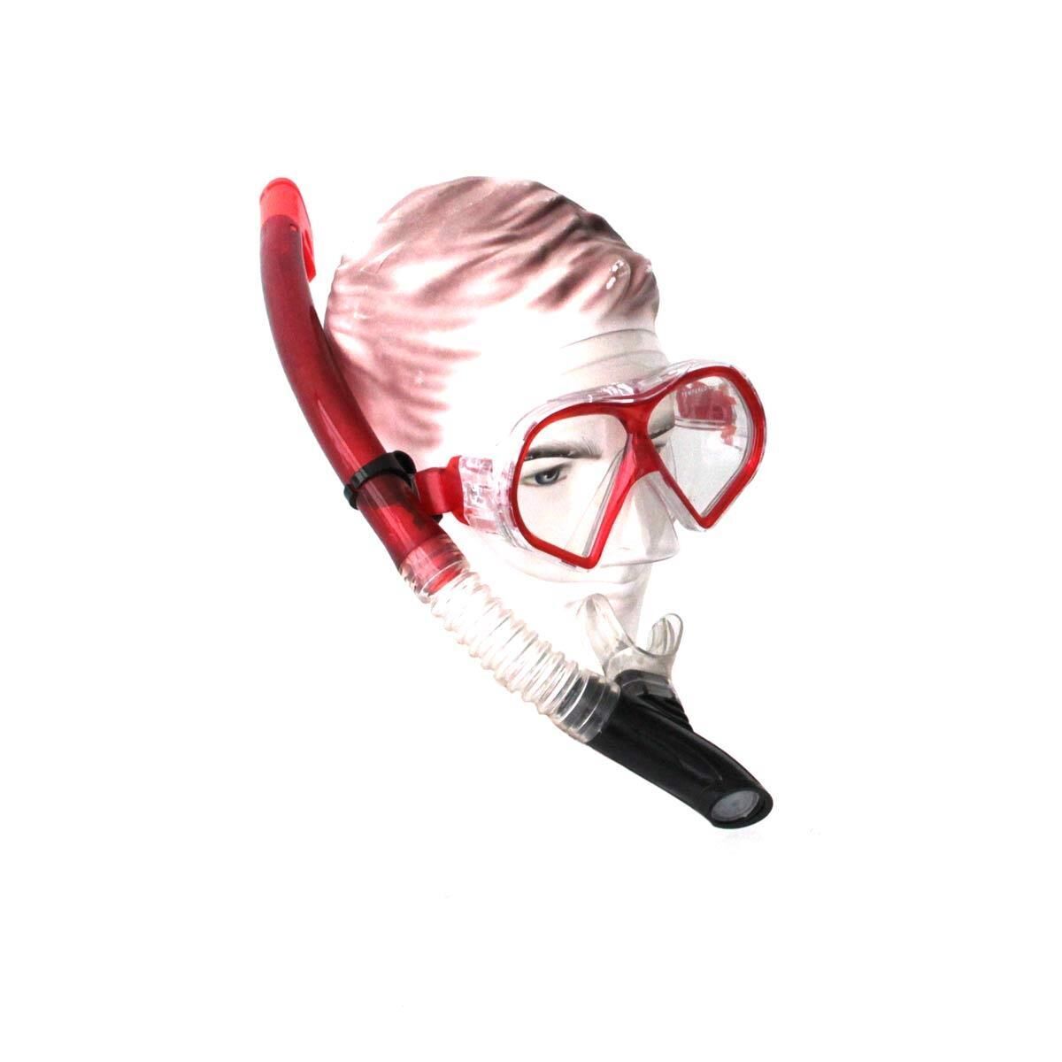 Bermuda Tempered Maske Şnorkel Set KIRMIZI