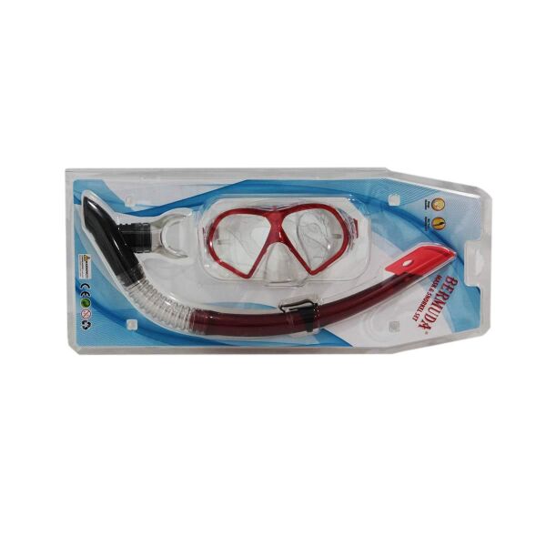 Bermuda Tempered Maske Şnorkel Set KIRMIZI