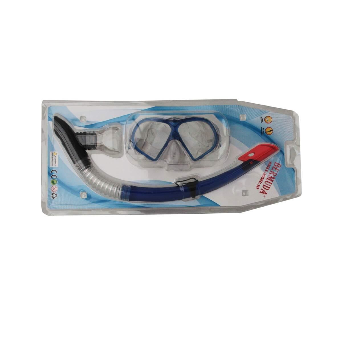 Bermuda Tempered Maske Şnorkel Set MAVİ