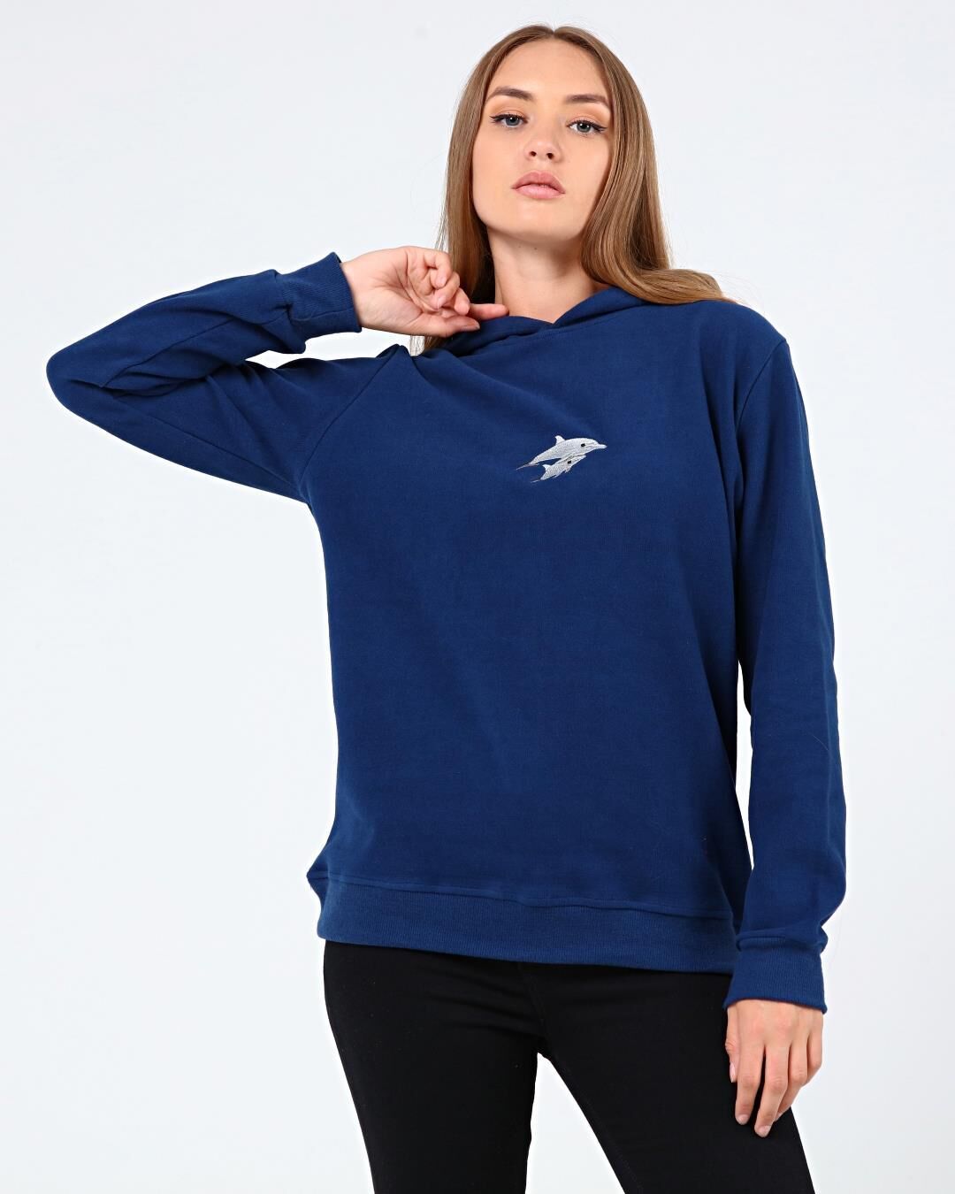 North Trace Crewline Kapüşonlu Kadın Hoodie Saks Mavi - XL