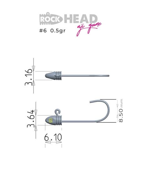 Fujin Rock-Head 6no Aji Game JigHead 2,5 Gr