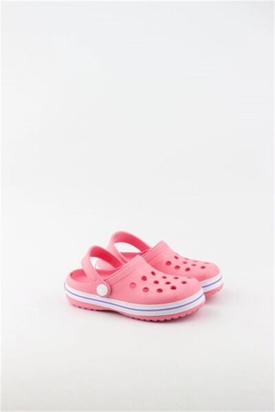 Akınalbella Kids Crocs Sandalet Çocuk Terlik F.Pembe/Beyaz/Lila - 30