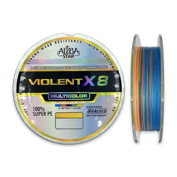 AlbaStar Violent X8 PE Line MultiColor Olta Misinası 300 mt MULTİCOLOR - 0,21 MM