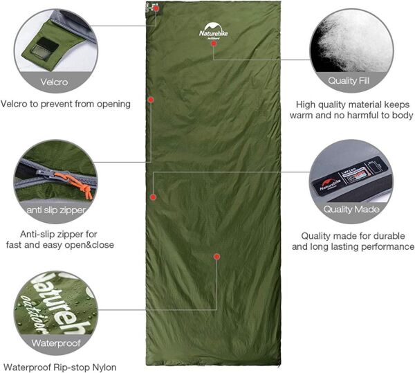 Naturehike LW180 Mini UltraLight Zarf Tarzı Uyku Tulumu HAKİ - Left