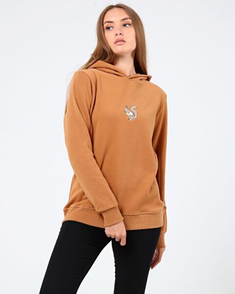 North Trace Crewline Kapüşonlu Kadın Hoodie Camel - XL