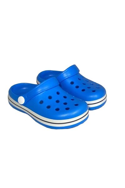 Akınalbella Kids Crocs Sandalet Çocuk Terlik Sax Mavi/Beyaz/Lacivert - 25