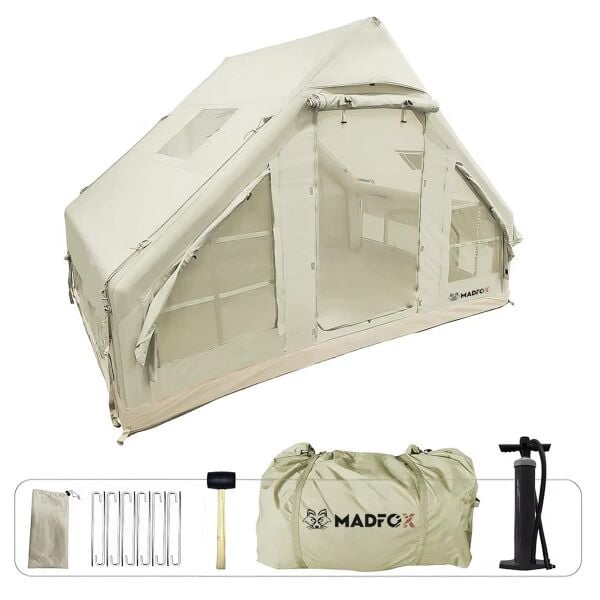 Madfox Bigless Glamping Cotton Inflatable Şişme Çadır [ Baca Çıkışlı ]