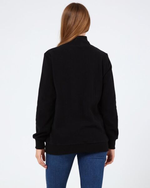 North Trace Crewline Yarım Fermuarlı Kadın Hoodie SİYAH - 2XL