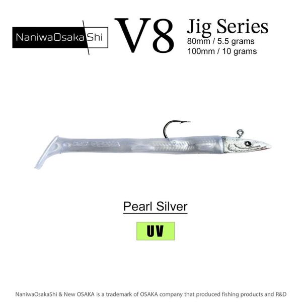 NaniwaOsakaShi V8 Jig Series 100 mm 10 gr Raglou Silikon Yem Nacre Blue