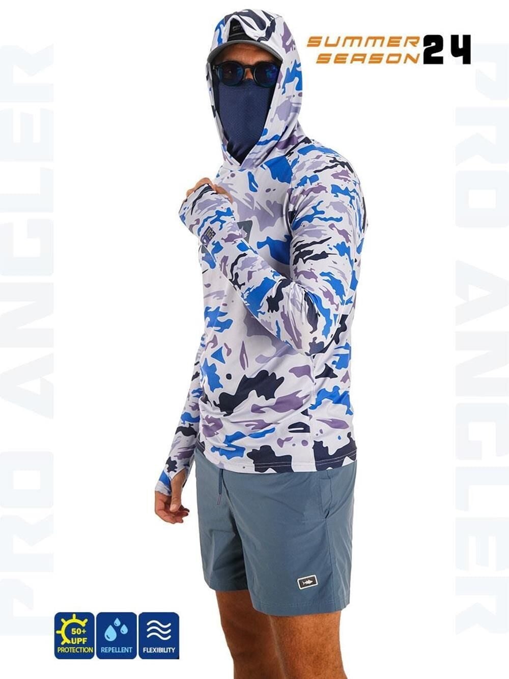 Fujin Pro Angler S24 Buff & Hoodi Natural Blue Camo M