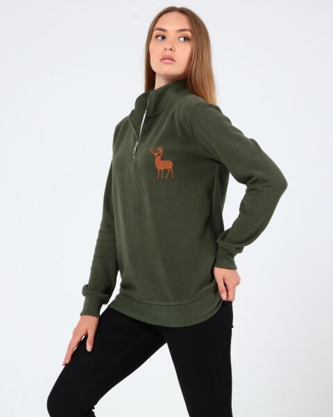 North Trace Crewline Yarım Fermuarlı Kadın Hoodie HAKİ - S
