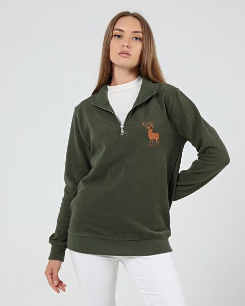 North Trace Crewline Yarım Fermuarlı Kadın Hoodie HAKİ - L