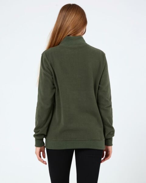 North Trace Crewline Yarım Fermuarlı Kadın Hoodie KOYU YEŞİL - 2XL