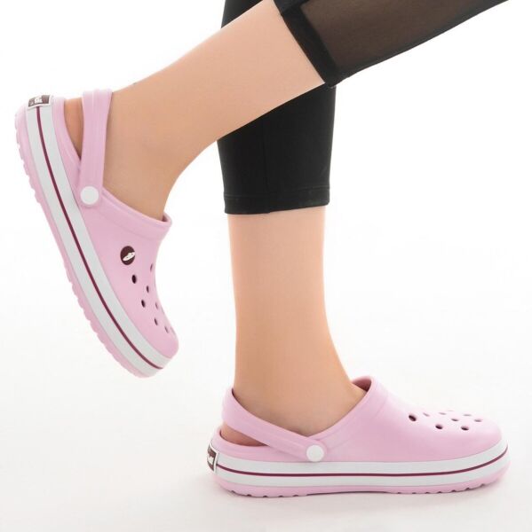 Akınalbella Garson Eva Sandalet Kadın Terlik Pudra/Beyaz/Bordo - 36