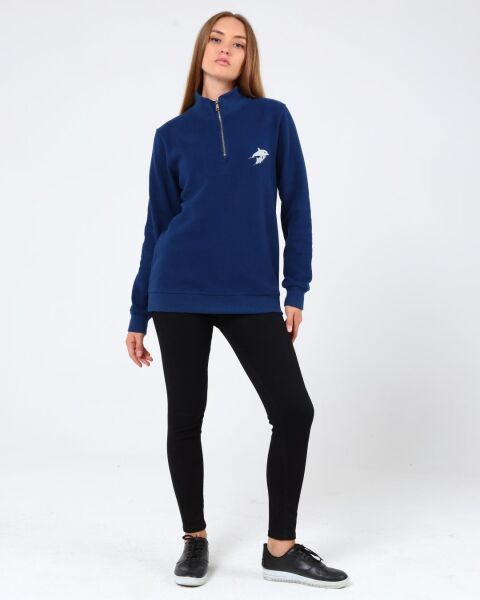 North Trace Crewline Yarım Fermuarlı Kadın Hoodie Saks Mavi - L