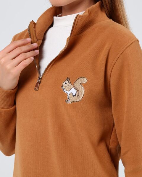 North Trace Crewline Yarım Fermuarlı Kadın Hoodie Camel - L