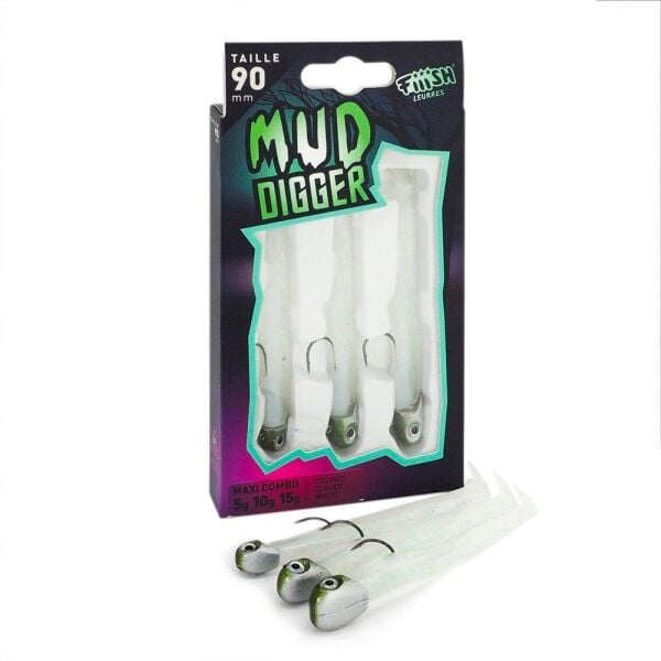 Fiiish Mud Digger MD1135 90mm Maxi Combo Silikon Yem-Cloudy White