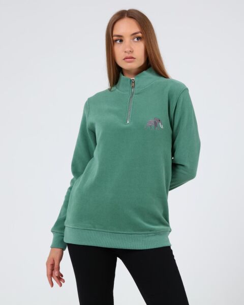 North Trace Crewline Yarım Fermuarlı Kadın Hoodie Mint Yeşil - L