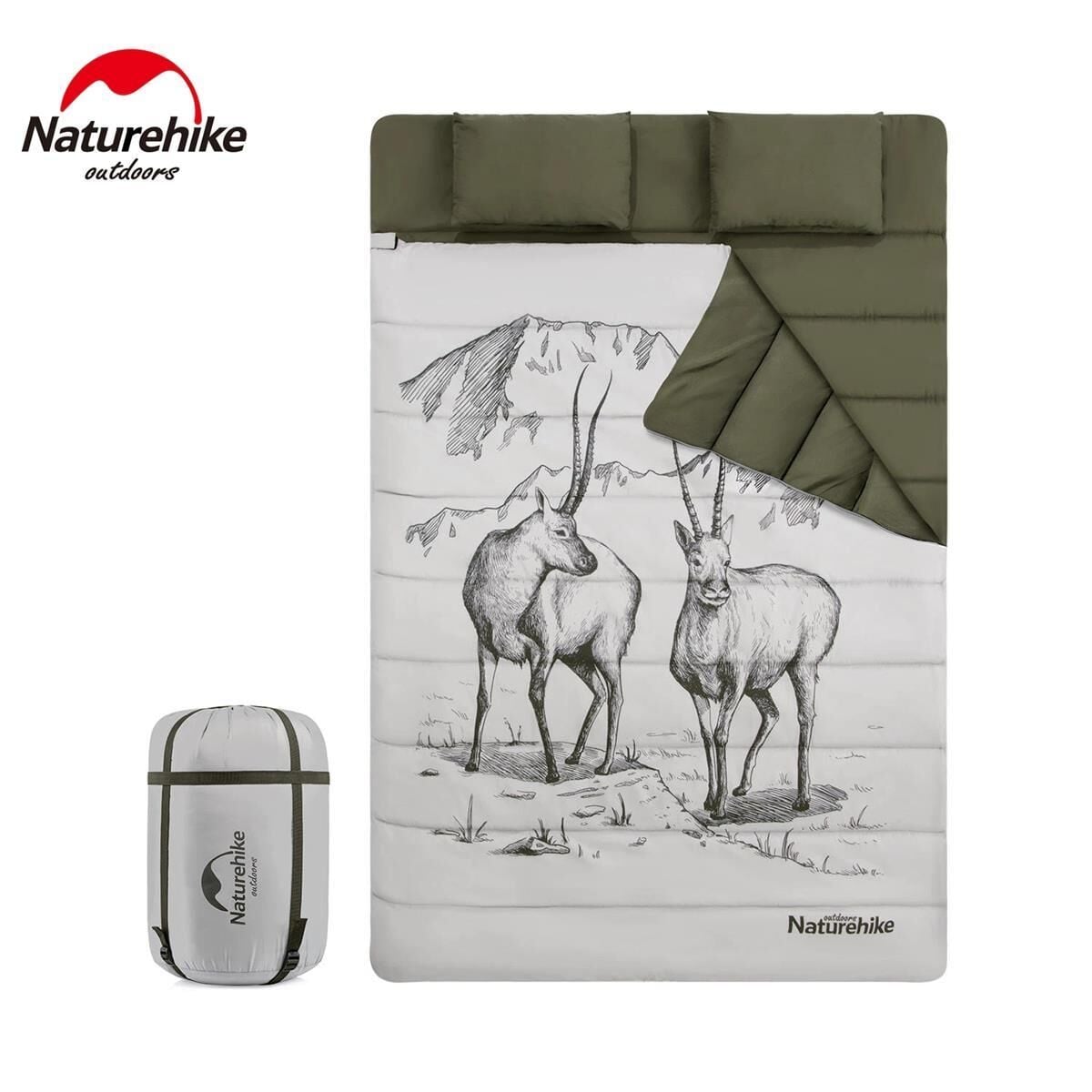 Naturehike Zarf Tarzı Yastıklı Çift Kişilik Pamuklu Uyku Tulumu ( Tibetan Antelope ) Tibetan Antelope