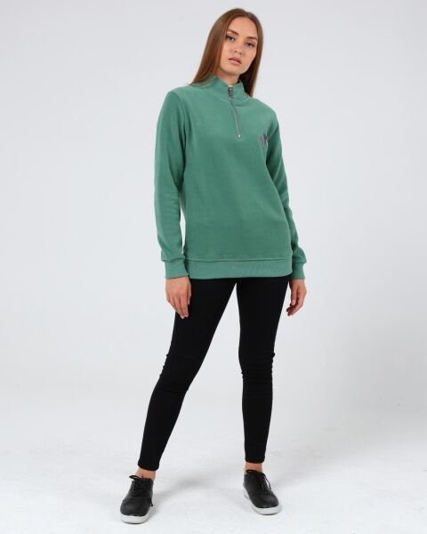 North Trace Crewline Yarım Fermuarlı Kadın Hoodie Mint Yeşil - M