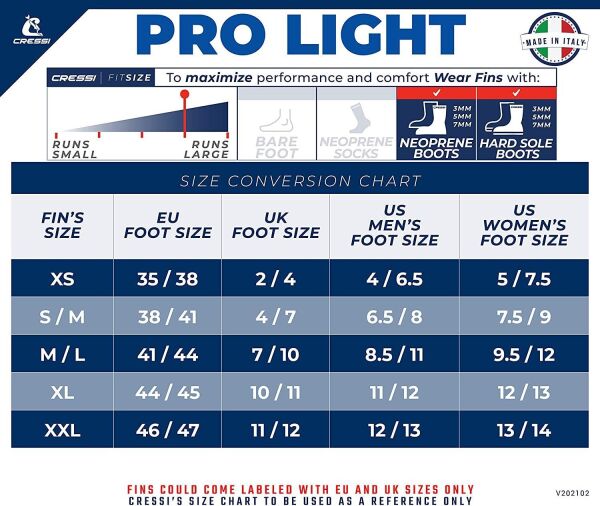 Cressi Pro Light Dalış Paleti SILVER - XS-S