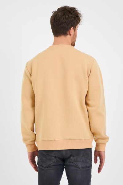 North Trace Seasonal Erkek Sweatshirt ( Doğa Baskılı ) Bej - L