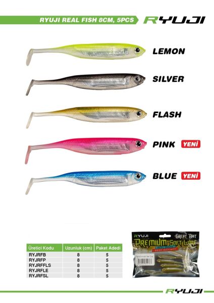 Ryuji Real Fish 8cm Silikon Yem [5 Adet]